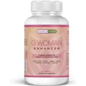 Healthy Fusion G Woman | Potente attivatore e stimolante al 100% per le donne | Aumenta l'energia, le prestazioni fisiche e muscolari | Maca, Tribulus, Ginseng, Ginkgo | 60 Capsule