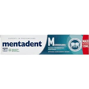 Mentadent Microgranuli Dentifricio, con Zinco Antibatterico, con Soffici Microgranuli per Pulizia Interdentale Profonda e Azione Antiplacca Duratura, Protezione di Lunga Durata, 125 ml