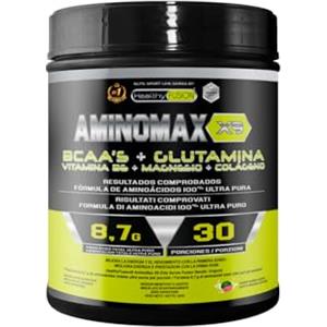 Healthy Fusion Aminomax | Amminoacidi essenziali | 8,7g/dose di BCAA, Glutamina, Collagene, Magnesio e Vitamina B6 | Recupero muscolare, attiva il metabolismo e rafforza il sistema immunitario | 300g