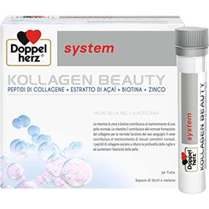 Doppelherz system KOLLAGEN BEAUTY - Integratore Alimentare per la Pelle con Peptidi di Collagene, Estratto di Açai, Biotina, Vitamina A, C, E, Zinco, Rame - 30 Fiale