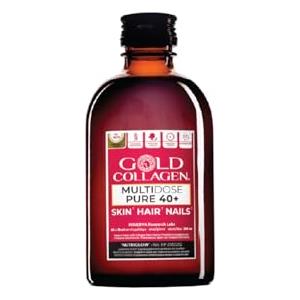 GOLD COLLAGEN Multidose 40+ - Collagene Integratore Antiossidante e Supporto Sistema Immunitario con Vitamina C e D, Collagene Marino con Acido Ialuronico e Biotina Capelli, Pelle, Unghie e Ossa 300ml