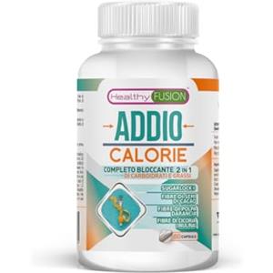 Healthy Fusion Addio Calorie | Bloccante di Carboidrati e Grassi | Brucia Grassi e Dimagrante | Integratore per Perdere Peso | Blocca l'Assorbimento degli Zuccheri | Effetto Saziante | 60 Capsule