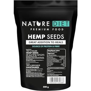 Nature Diet Semi di Canapa | 500 g | Decorticati | Ricchi di Proteine & Fibre | Vegano, Senza Glutine & Senza Lattosio | Ideale per Keto, Smoothies & Dolci, 500g
