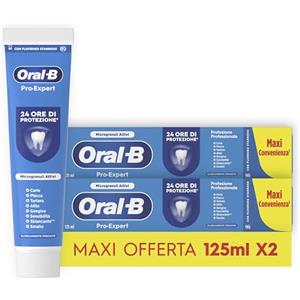 Oral-B Dentifricio Pro-Expert Protezione Professionale 2x125ml, Dentifricio Oral B Formato Convenienza, Clinicamente Provato, Pulizia Denti Efficace, Alito Fresco, Sapore Menta Dolce