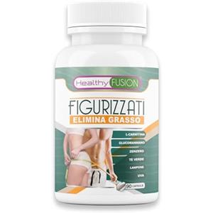Healthy Fusion Figurizzati | Dimagrante Potente Brucia Grassi | Riduttore Dell'Appetito + Termogenico + | Azione Drenante | L Carnitina, Zenzero, Tè Verde, Glucomannano e Estratto di Uva e Lampone 90u