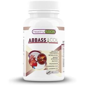 Healthy Fusion Abbas Col | Trattamento per controllare il colesterolo | Lievito di Riso Rosso, Coenzima Q10 e Vitamina D | Supporta la salute cardiovascolare e il benessere generale | 60 Capsule