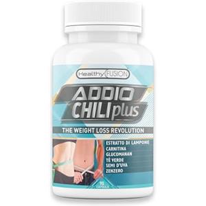 Healthy Fusion - Addio Chilli Plus | Potenti capsule dimagranti | Brucia grassi, Termogenico, Soppressore dell'appetito, Diuretico | L-Carnitina, Glucomannano, Zenzero, Tè Verde | 90 caps