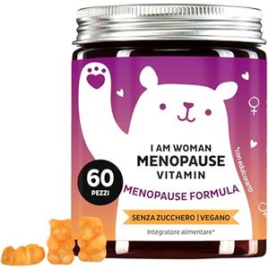 Bears with Benefits I am Woman Menopause - Complesso vitaminico B per la Menopausa, con Olio di Enotera, Biotina, Selenio, Acido Folico, Zinco - 60 Pezzi, Senza Zucchero, Vegan - Bears with Benefits