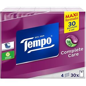 Tempo Fazzoletti Tascabili Complete Care, 30 pacchetti da 9 fazzoletti - con Balsamo - ideale per raffreddori