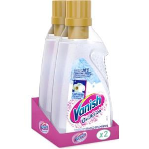 Vanish Oxi Action Multipower Gel Bianco Splendente, Additivo Lavatrice Multiazione senza Candeggina, 2 Confezioni da 750 ml Smacchiatore per Capi Bianchi