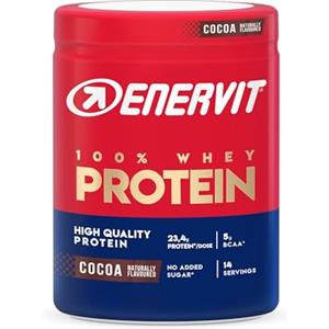 Enervit, 100% Whey Protein, Gusto Cacao, Ideale dopo l'Allenamento, Ricco di Vitamina B6, con Proteine dal Siero del Latte, Senza Zuccheri Aggiunti, Senza Glutine, Barattolo da 420 Grammi