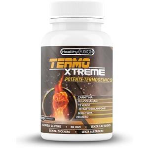 Healthy Fusion TermoXtreme | Termogenico e dimagrante con potente azione bruciagassi | L-Carnitina + CLA + Glucomannano + Tè verde | Stimola il metabolismo | Riduce l'appetito 90u