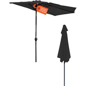 Avilia Ombrellone da Giardino a Mezzaluna Antracite 2,7x2,3m con Manovella e Soffietto Antivento - Ombrellone da Parete in Alluminio e Poliestere per Esterni