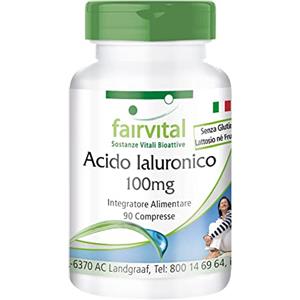 Fairvital | 100mg Acido ialuronico - 1 mese - VEGAN - alto dosaggio - 90 compresse