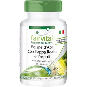 Fairvital | polline d'api con gelatina e propoli reale - per 45 giorni - alto dosaggio - 90 compresse