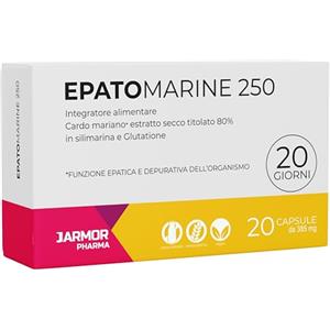 J.ARMOR Cardo Mariano Fegato con Glutatione Forte, 200 mg Silimarina, Integratore Depurativo Fegato e Detox Fegato e Intestino - Epatomarine 20 Capsule J.Armor Pharma