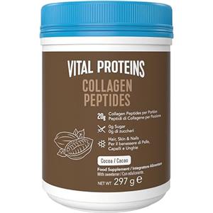 Vital Proteins Collagen Peptides Cacao, integratore collagene idrolizzato in polvere, Gusto Cacao, per pelle, capelli e unghie, 20g di peptidi di collagene bovino per porzione, 297g