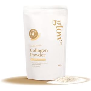 Glow25® Collagene polvere vaniglia [450 g] - L'originale - collagene idrolizzato - Peptidi tipo 1 e 3 - Solubilità perfetta - Collagen