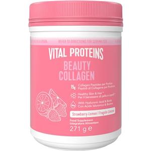 Vital Proteins Beauty Collagen con Acido Ialuronico e Biotina, integratore collagene idrolizzato in polvere, fragola limone,per pelle, capelli e unghie, 15g di peptidi di collagene per porzione, 271g