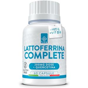 +LIFE LATTOFERRINA 200 Immuno Capsule con Quercetina, Vitamina C e D3 PiùLife, 60 Capsule 200mg di Lattoferrina Quercetina per Dose (2cps), Antiossidante Naturale, Integratore Difese Immunitarie Adulti