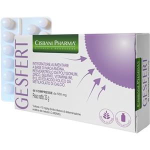 CISBANI PHARMA Gesfert, integratore a base di Acido Folico, Maca Andina, Zinco, Selenio, Resveratrolo e Vitamina B6, B12 e D3. Integratori Fertilità Femminile, 60 cpr - Cisbani Pharma