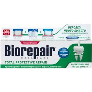 Biorepair, Dentifricio Total Protective Repair, Ripara lo Smalto, Protegge da Placca, Tartaro e Carie, Ripara lo Smalto, Mantiene l'Alito Fresco, Dentifricio Senza Fluoro, 75 ml
