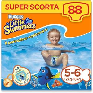 Huggies Little Swimmers, Taglia 5-6 (12-18 kg), 8 Confezioni da 11 Pannolini Costumini, per un totale di 88 Costumini