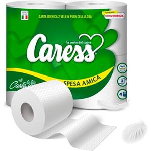 Wintem Avilia Carta Igienica Caress, 80 Rotoli: Doppio Velo in Pura Ovatta di Cellulosa, Goffratura Delicata, Effetto Soffice, Made in Italy - Pulizia Efficace per Pelle Sensibile