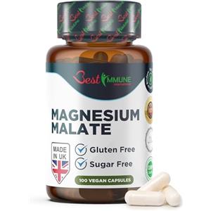 Best Immune International Best Immune Malato di Magnesio Naturale 500mg 100 Capsule Vegane