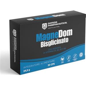 DOMINA PHARMACEUTICAL Magnesio Bisglicinato [Non solo Magnesio!] + Vitamine del Gruppo B, Integratore per Stanchezza, Sonno, Crampi e Concentrazione - Sistema Nervoso - Supporto Muscolare - 30 CPR