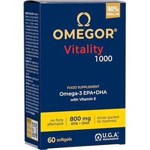 Omegor Omega 3 IFOS 5 Stelle OMEGOR Vitality 1000 - Omega3 EPA 535mg e DHA 268 mg - 60 Capsule Senza Retrogusto e Facili da Digerire