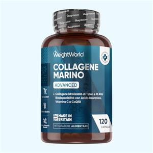 WeightWorld Collagene Marino con Acido Ialuronico in Peptidi Titagen di Collagene Idrolizzato, Tipo I e III, Advanced, con Vitamina C, Coenzima Q10 e Zinco, Senza Magnesio Stearato né Glutine, Collagen da 1200mg