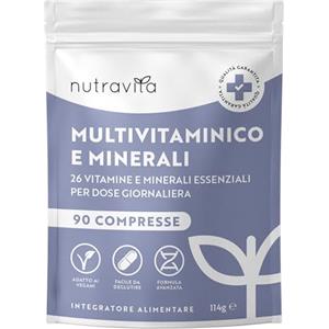 Nutravita Multivitaminico Completo Donna e Uomo - 90 Compresse Vegane (3 Mesi) - Integratori con 26 Vitamine e Minerali: A B C D3 E K, Ferro, Zinco - Alta Forza - Prodotto nel Regno Unito