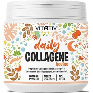 VITATIV Collagene Bovino In Polvere | Peptidi Di Collagene Idrolizzato Per Il Benessere Di Articolazioni, Ossa e Tendini | 120 Dosi | 300 gr | VITATIV
