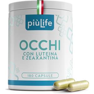 +LIFE Luteina e Zeaxantina Integratore Occhi 180 Capsule PiùLife, 2 Al Giorno, Con Vite Rossa E Mirtillo, Acido Ialuronico, B2, Vitamina A, E, Zinco, Antiossidanti - Vitamine per la vista e occhi stanchi