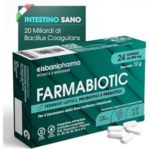 CISBANI PHARMA Farmabiotic - Fermenti Lattici Probiotici e Prebiotici 20 Miliardi di UFC, Finocchio e Vitamine B, Favorisce la Regolarità Intestinale per Adulti e Bambini - Senza Glutine e Lattosio