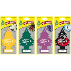 Arbre Magique Profumatore Auto, Box Assortito da 48 pz Misti "CLASSIC" Vaniglia, Pino, Lavanda, Sport - Durata Fino a 7 Settimane, Made in Italy