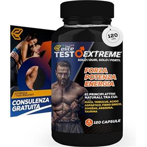 Italian Elite® Testo Extreme 120 caps Maca 8000mg. Tribulus, Fieno Greco, Zinco, Arginina, Ashwagandha, Vitamine e Minerali.