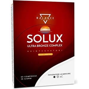 BALANCE NUTRITION SOLUX® Integratore | Beta Carotene | Attivatore Abbronzatura con 10 ingredienti attivi tra cui Licopene, Tirosina, Calendula, Moringa Oleifera, Vitamina C, E, B2, Selenio | 60 Compresse