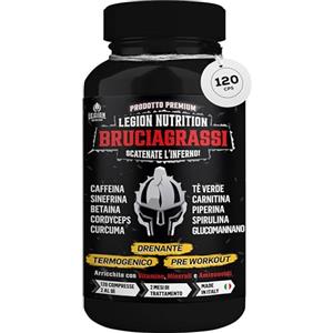 Legion Nutrition® Bruciagrassi, Termogenico, Drenante, Pre-Workout. 120 Compresse Made in Italy. Integratore per Energia, Focus, Definizione, Perdita di Peso. Durata 2 Mesi per Uomo e Donna
