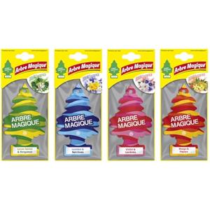 Arbre Magique Profumatore Auto, Box Assortito da 48 pz Misti "DOUBLE" Green forest&Bergamot, Jasmine&Narcissus, Violet&Gardenia, Mango&Papaya - Durata Fino a 7 Settimane, Made in Italy