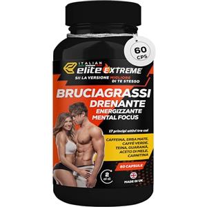 Italian Elite® Brucia Grassi Elite Extreme 60 Caps - Dimagrante, Drenante, Termogenico, Pre-Workout per Uomo e Donna. Energia, Focus e Definizione. Perdita di Peso con dieta e stile di vita sano.