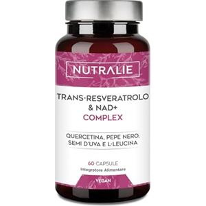 NUTRALIE Trans Resveratrolo NAD+ 686mg Complex - Quercetina Piperina Semi d'Uva (OPC) L-Leucina - Integratore Resveratrolo - 60 Capsule Nutralie