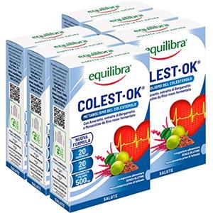 Equilibra 6x Equilibra Colest OK Metabolismo del Colesterolo Con Riso Rosso Fermentato ed Estratto di Bergamotto - 6 Confezioni da 20 Compresse