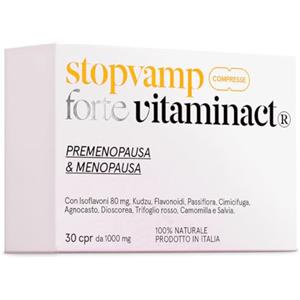 Vitaminact Stopvamp Menopausa Integratore Azione Forte 8 in 1 - Elimina Vampate, Gonfiore Addominale e Sudorazione - Alto Contenuto di Isoflavoni 80mg - Regolarizza L'attività Ormonale - Con Kudzu -100% Naturale