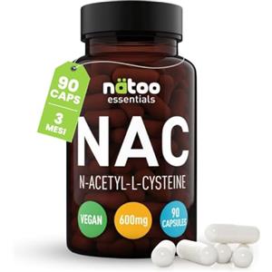 NÄTOO 90 capsule NAC n-acetil-cisteina 600mg, Integratore Alimentare di N- Acetilcisteina, derivato dell'aminoacido L-Cisteina. Precursore dell'antiossidante Glutatione - Nac 600 Vegan