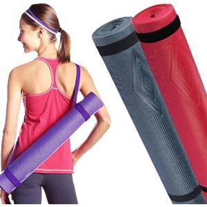 BAKAJI Set 2 x Tappetini Yoga Antiscivolo Colori Assortiti 175 x 60 cm, Alta Densità Materassino Tappeto Allenamento Fitness Aerobica Palestra Ginnastica con tracolla, Promo Pack 2 pezzi Yoga mat