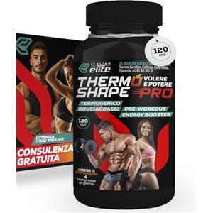 Italian Elite® Thermo Shape Pro 120 cpr. Brucia Grassi, Drenante, Dimagrante, Diuretico, Pre Workout. Termogenico, Energizzante Uomo e Donna. Da abbinare a dieta sana e sport