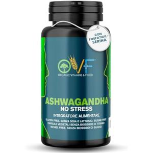 PARAFARMACIA, ORGANIC VITAMINS & FOOD OVF Ashwagandha di Alta Qualità (60 Capsule) - 500 mg di Withania Somnifera e 100 mg di Fosfatidilserina - Favorisce il Benessere Mentale - Promuove Concentrazione, Sonno e Coordinazione muscolare