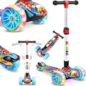 KIDIZ® Scooter per bambini X-Pro2 Triciclo con ruote luminose a LED in PU Scooter a pedali pieghevole da città regolabile in altezza per bambini ragazze 3-12 anni